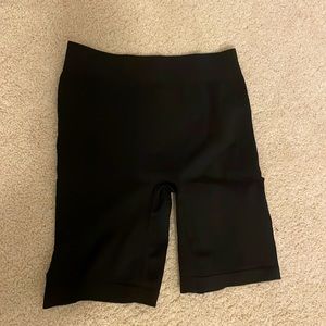 Tight black athletic spandex shorts